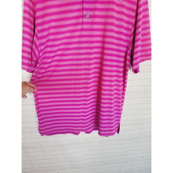 FOOTJOY STRIPED OMBRE PINK SHORT SLEEVE POLO, SZ MEDIUM - Picture 3 of 15
